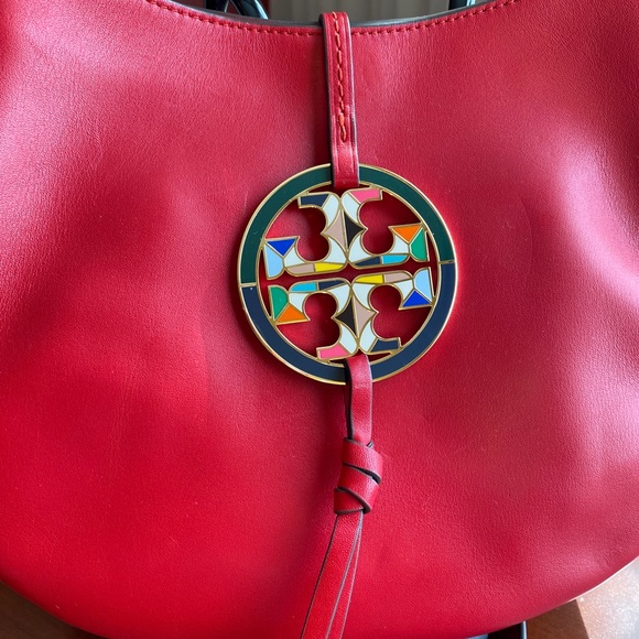 Tory Burch Miller Stained Glass Leather Mini Hobo in Red Apple - Picture 6 of 9